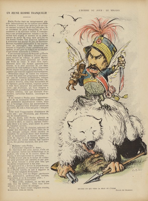 日露戦争を風刺します。ル・リールのイラスト