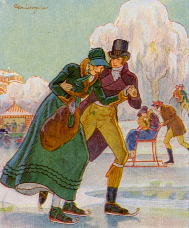 アイススケート / スケート（カラーリトグラフ） 作： クリストフ (1856-1945)