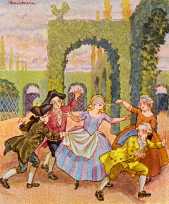 ブラインド・クーシュピール／ブラインドマンズ・バフ・ゲーム（カラーリトグラフ） 作： クリストフ (1856-1945)