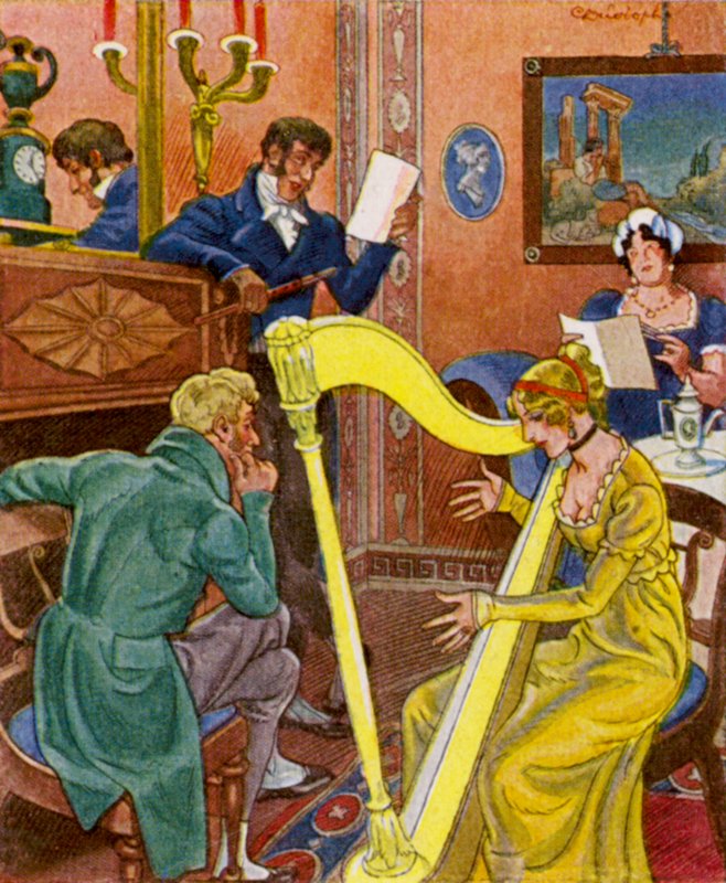 ハープ・コンサート（カラーリトグラフ） 作： クリストフ (1856 1945)