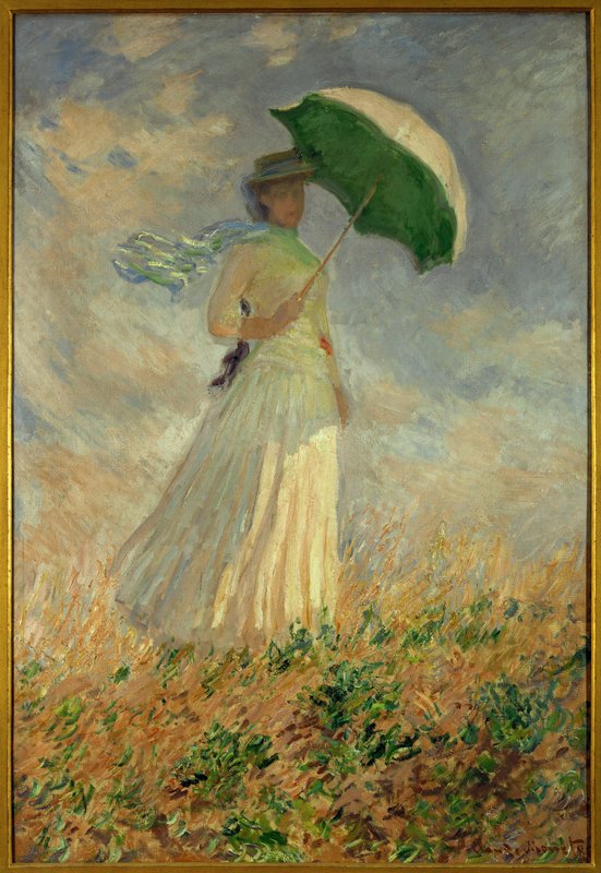 「真作」ルイス・ラマルク 【日傘の少女】 女性像 人物画　油彩画　額装　F12号 Claude_Monet_-