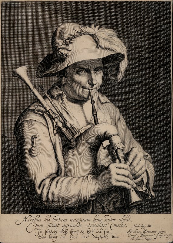 バグパイプを吹く男（彫刻 作： Cornelis Bloemaert