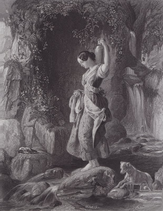 The Nymph of the Waterfall (e.g. engraving) 作： ダニエル（後）マクリス