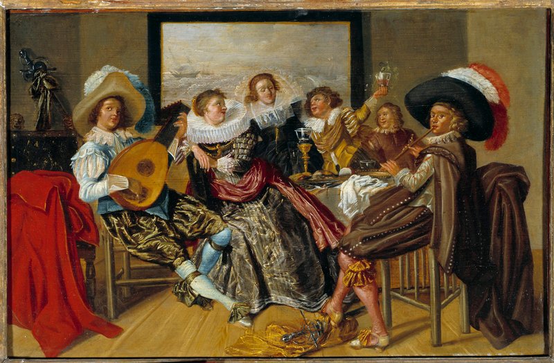 Reuge 音楽ボックス 3人の女性の絵 Dirck_Hals_-