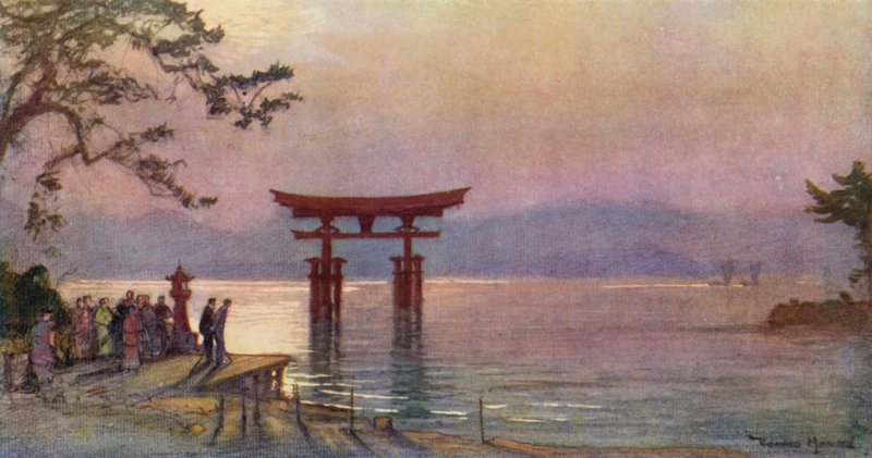 瀬戸内海の鳥居（カラーリトグラフ） 作： ドナルド（後）マクスウェル