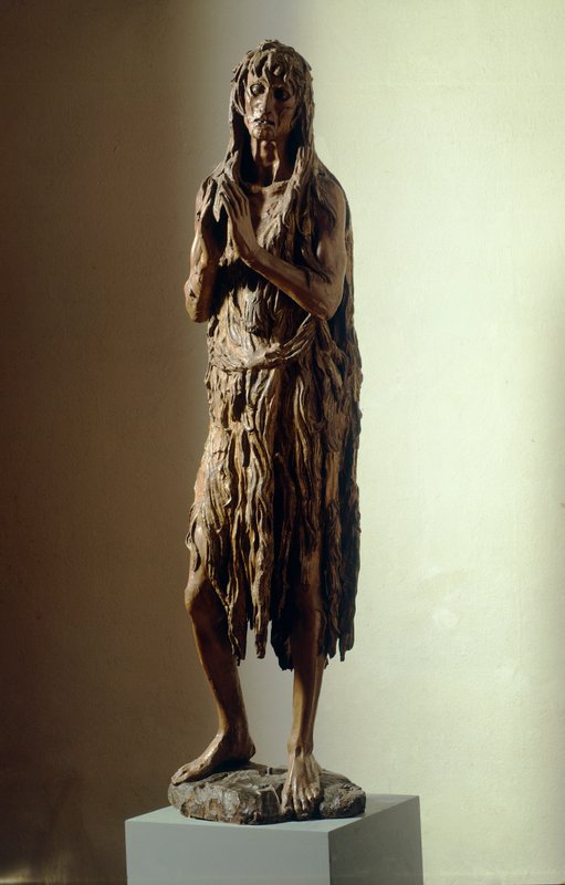 ドナテッロ（約1386-1466）の悔悛するマグダラのマリア、木彫像