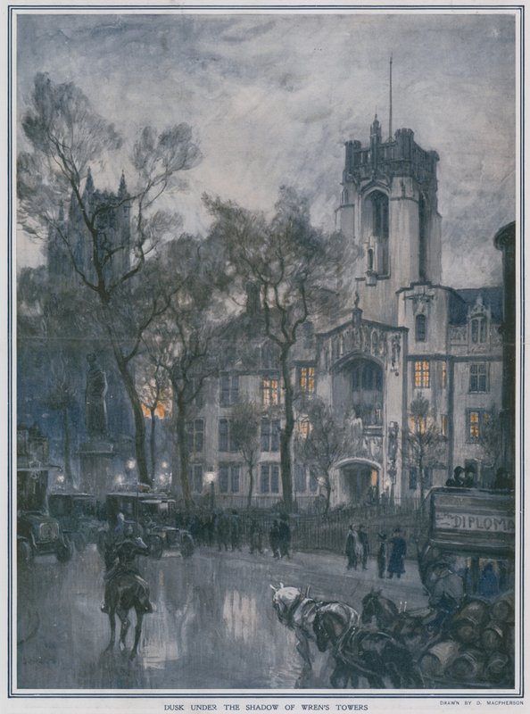 レンの塔の影の下の夕暮れ（リトグラフ） 作： ダグラス・マクファーソン