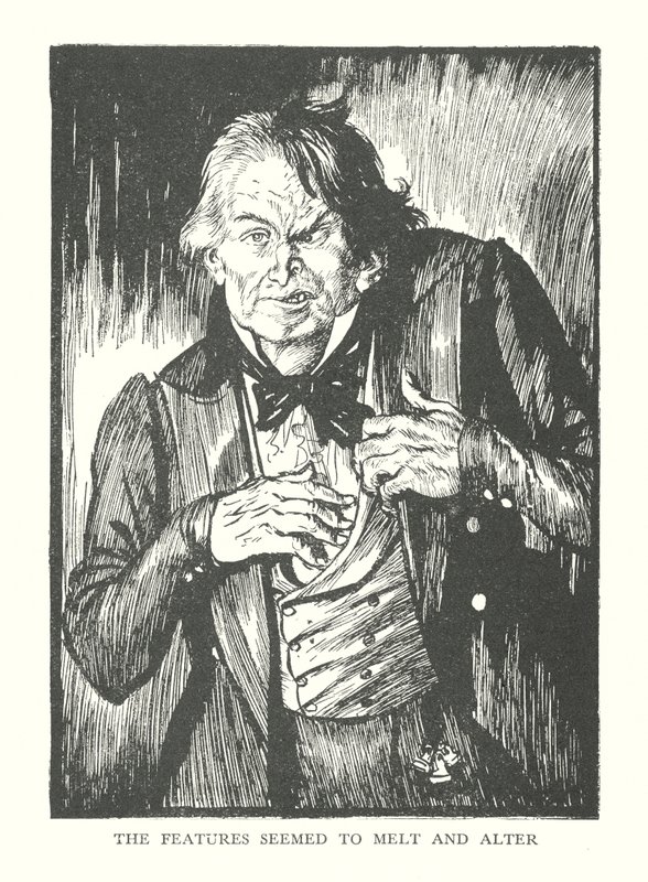 R・L・スティーヴンソン著『ジキル博士とハイド氏の奇妙な事件』の挿絵（リトグラフ）。 作： エドマンドジョセフ（後）サリバン
