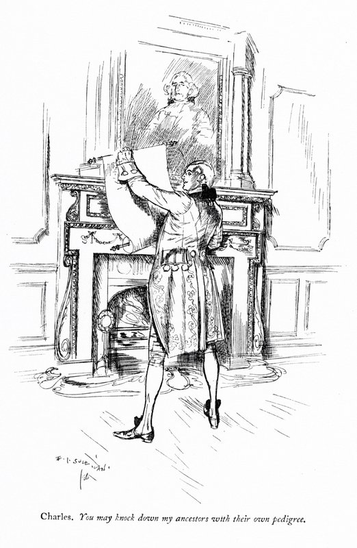 シェリダンの「The School for Scandal」の挿絵（エングレービング 作： エドマンドジョセフ（後）サリバン