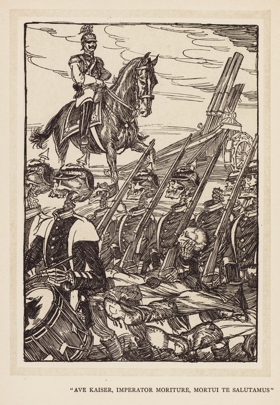カイザーの花輪："Ave Kaiser, Imperator Moriture, Mortui Te Salutamus"（リトグラフ）。 作： エドマンドジョセフ（後）サリバン