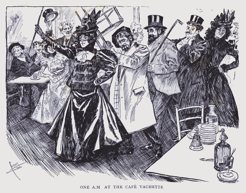 ボヘミアン・パリある朝、カフェ・ヴァシェットで（リトグラフ） 作： エドゥアール・アルフレッド (1875-1954) キュクエル