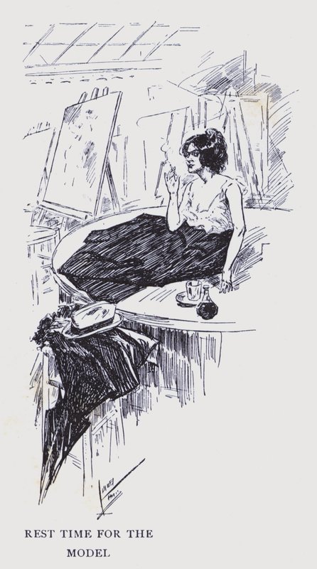 ボヘミアン・パリモデルの休憩時間（リトグラフ） 作： エドゥアール・アルフレッド (1875-1954) キュクエル