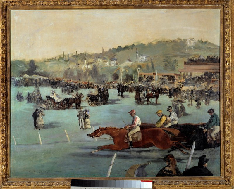 エドゥアール・マネ、【ブーローニュの森の競馬】、希少な額装用画集より Edouard_Manet_-