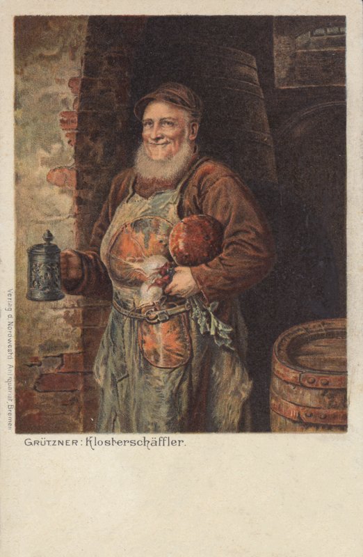 Der Klosterschaeefler：ビールの入ったステインと昼食を運ぶ僧侶（クロモリト 作： エデュアルドフォン（後）グルツナー