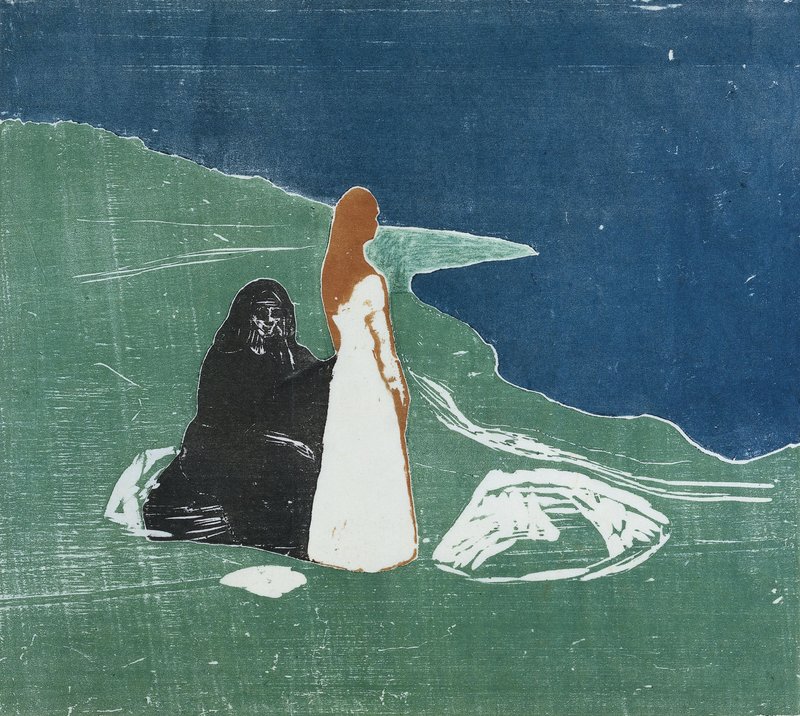 抽象画 二人の女性 フレーム付き Edvard_Munch_-
