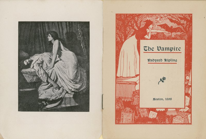 Rudyard KiplingによるThe Vampireのフロントピースとタイトルページ 作： エドワード・バーン・ジョーンズ