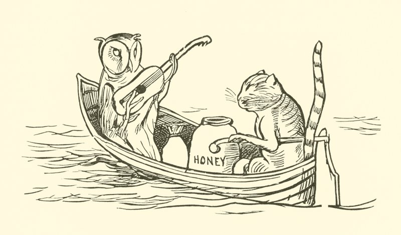 フクロウとプッシーキャット」（版画 作： エドワード・リア