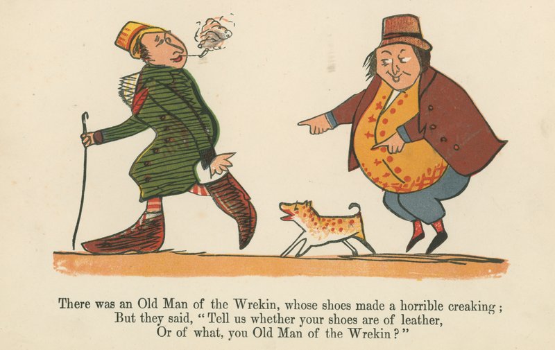 『A Book of Nonsense』（フレデリックウォーンアンドロンドン発行、1875年頃）の靴がひどくきしむ音を立てた老人がいた 作： エドワード・リア