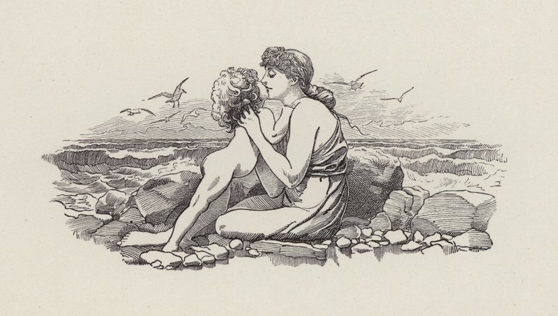 チャールズ・キングスレーの「The Water-Babies」のイラスト（彫刻）。 作： エドワード・リンリー（後）サンボーン
