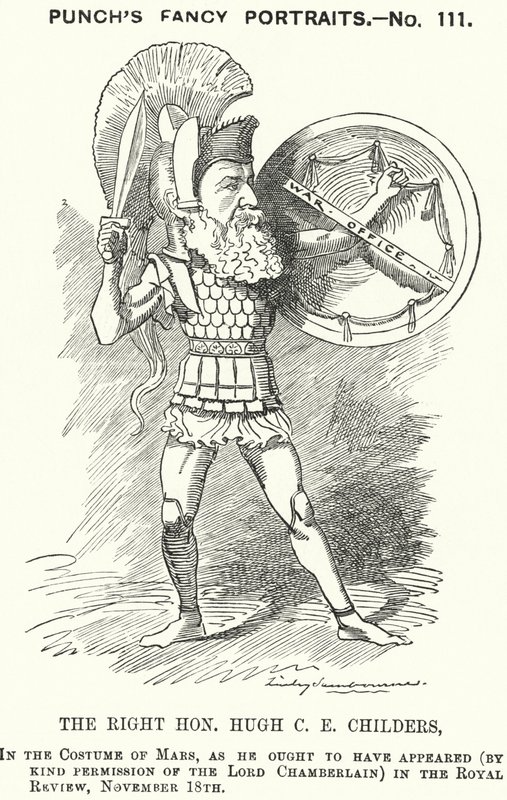 パンチの漫画。Hugh Childers, England Liberal politician (England, engraving) 作： エドワード・リンリー（後）サンボーン