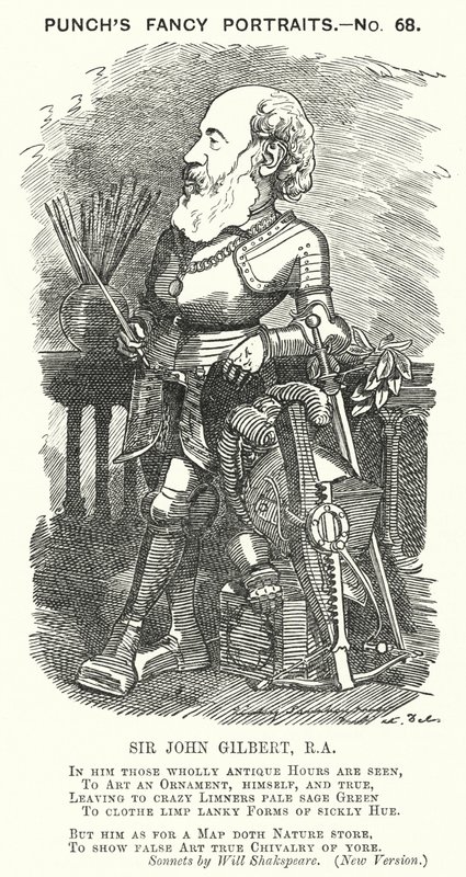 パンチの漫画。ジョン・ギルバート卿（イギリスの芸術家）（エングレーヴィング 作： エドワード・リンリー（後）サンボーン