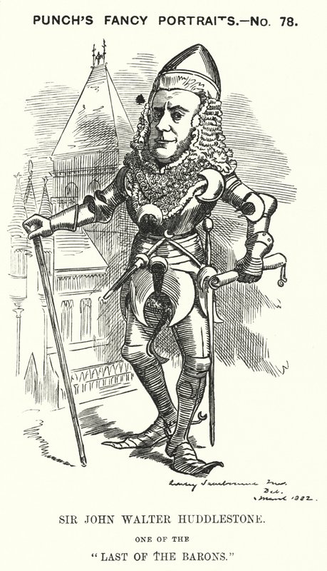 パンチの漫画。サー・ジョン・ウォルター・ハドルストン（イギリスの弁護士・裁判官）（エングレーヴィング 作： エドワード・リンリー（後）サンボーン