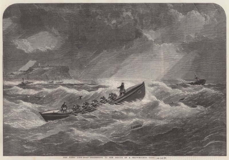 難破した乗組員の救助に進むFiley Life-Boat 作： エドウィン・ウィードン