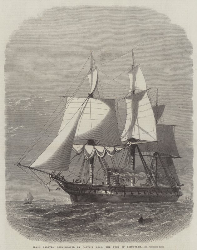 HMS Galatea、エディンバラ公爵HRHキャプテンの委託 作： エドウィン・ウィードン