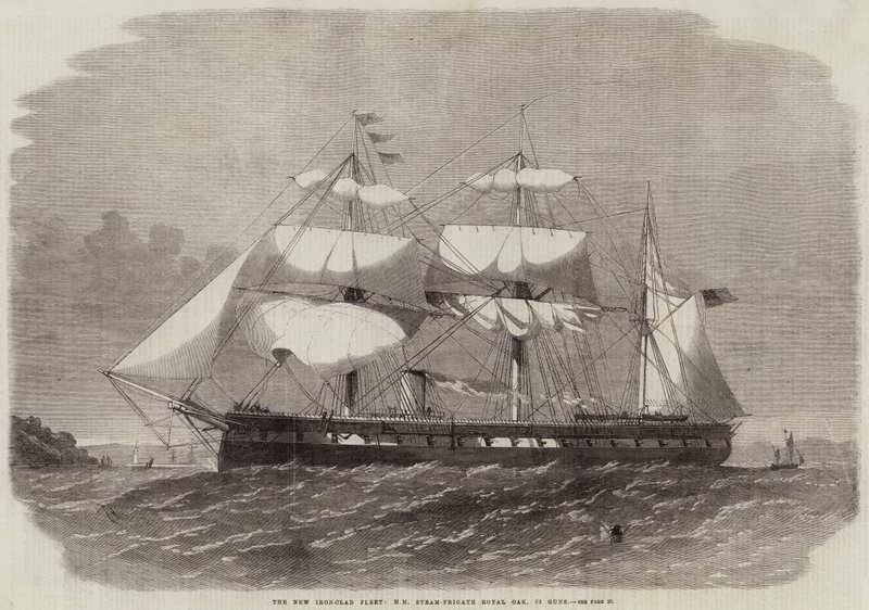 新しい鉄製艦隊、HM蒸気フリゲートロイヤルオーク、32門 作： エドウィン・ウィードン