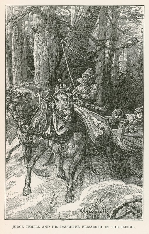 そりに乗ったテンプル判事と娘のエリザベス（エングレーヴィング） 作： エルビロ・マイケル・アンドリオリ