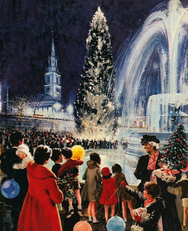 オスロの人々からの贈り物、ロンドンのトラファルガースクエアのクリスマスツリー 作： 英語学校