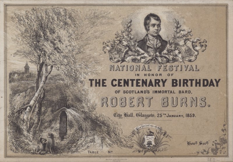 1859年1月25日、ロバートバーンズのスコットランドイモータルバード生誕100周年を記念した全国祭 作： 英語学校