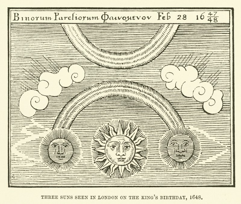 1648年の王の誕生日にロンドンで見られた3つの太陽 作： 英語学校