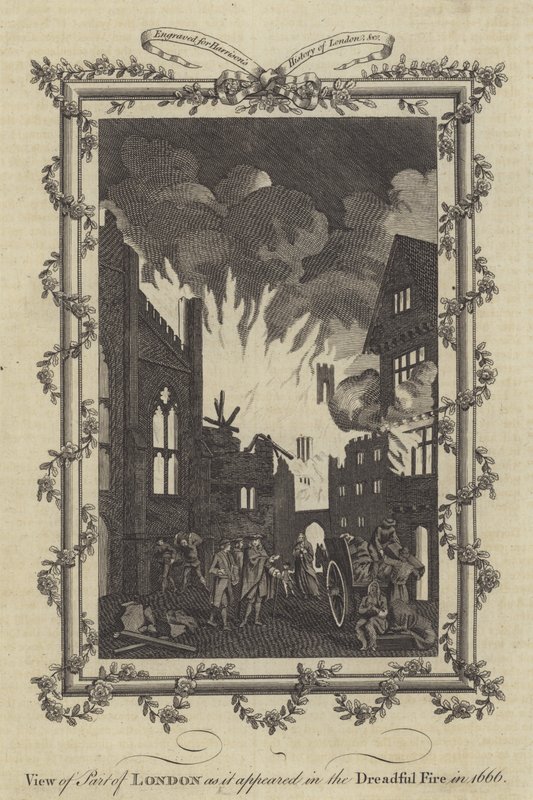 1666年のドレッドフルファイアに登場したロンドンの一部の景色 作： 英語学校