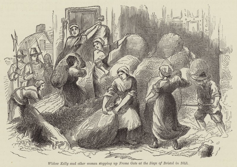 1643年にブリストル包囲戦でフロームゲートに立ち寄った未亡人ケリーと他の女性 作： 英語学校