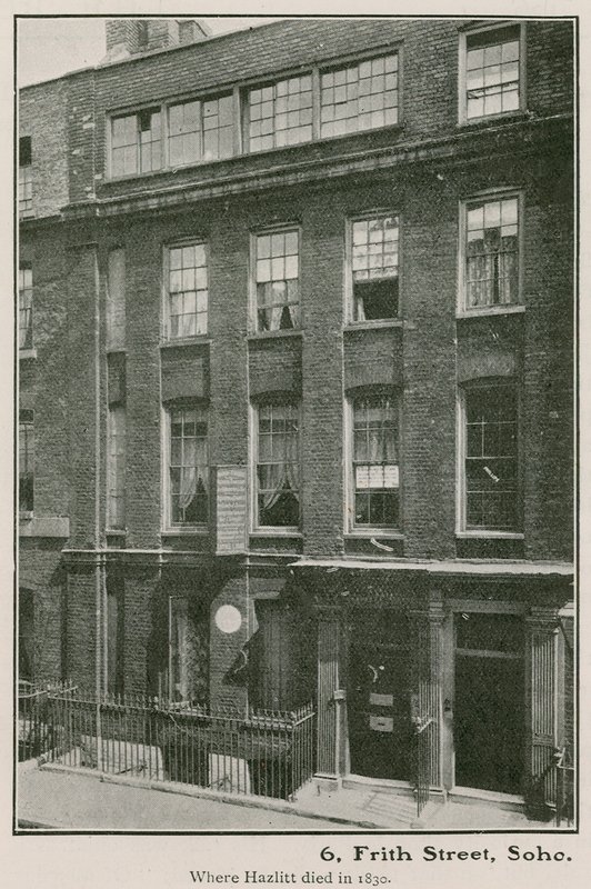 1830年にハジルトが亡くなったソーホー6 Frith Street 作： 英語の写真家
