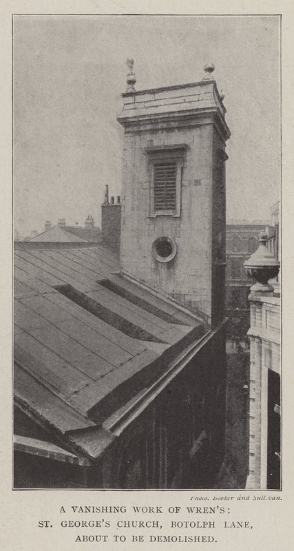 取り壊されようとしているWrens、St Georges Church、Botolph Laneの消失作品 作： 英語の写真家