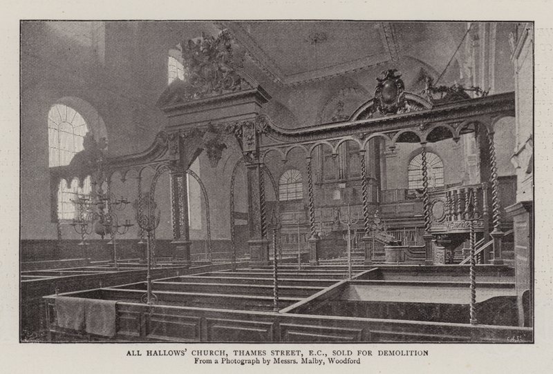 All Hallows Church、テムズストリート、EC、解体用に販売 作： 英語の写真家