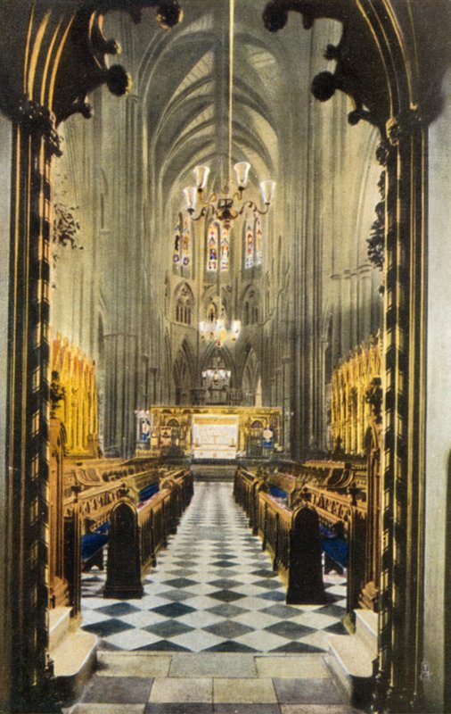 ロンドン、ウェストミンスター寺院、オルガンロフト下の合唱団（写真 作： 英語の写真家