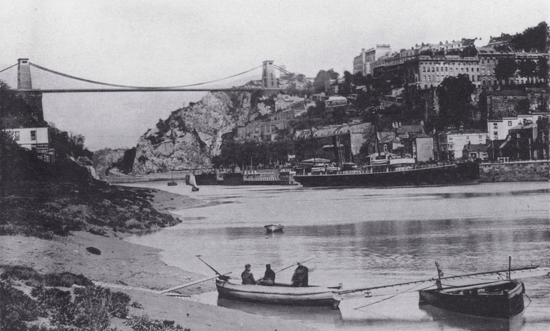 クリフトンと吊り橋（モノクロ写真 作： 英語の写真家