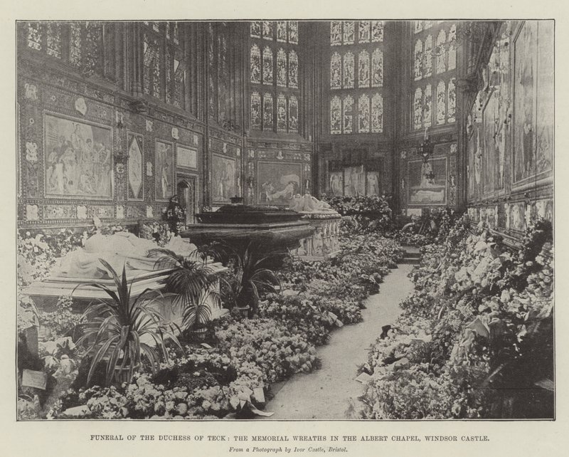 ウィンザー城、アルバート礼拝堂のメモリアルリース、テック公爵夫人の葬式 作： 英語の写真家