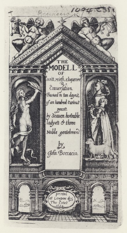 G・ボッカチオ『ウィットのモデル』『デカメロン』T・コーツ・フォー・B・アレン・アンド・W・ホープ 1634年（モノクロ写真 作： 英語の写真家