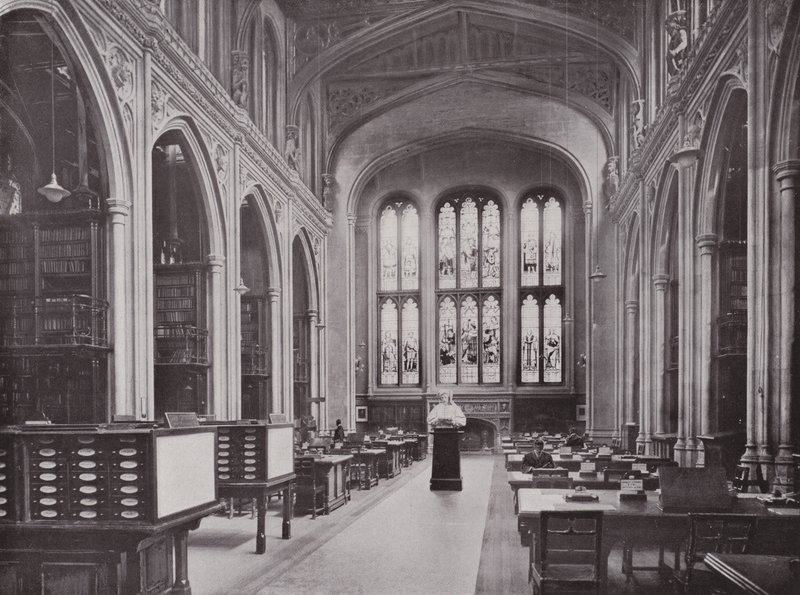 チョーサーの胸像を備えたギルドホール図書館 作： 英語の写真家