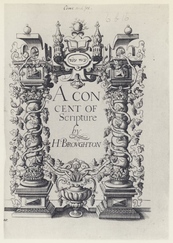 H Broughton, A Concent of Scripture, G Simson and W White 1590 (白黒写真) 作： 英語の写真家