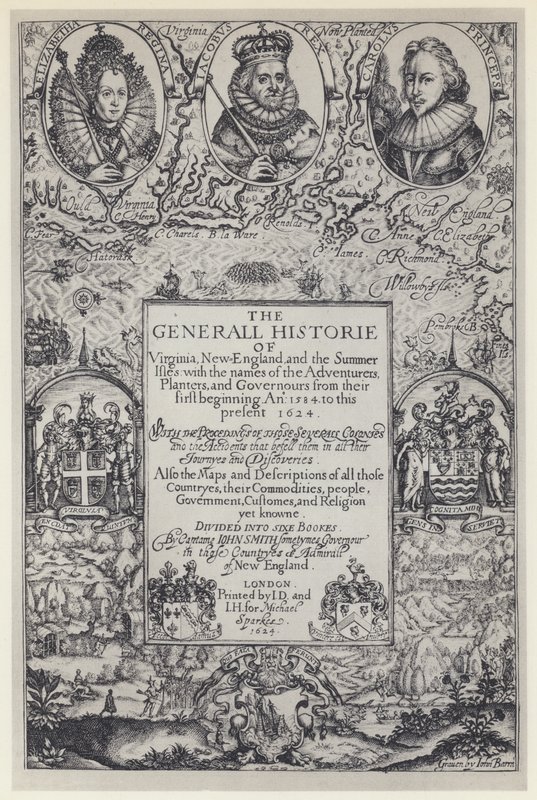 ジョン・スミス『The General Historie of Virginia』J Dawson for M Sparkes 1624年（モノクロ写真 作： 英語の写真家