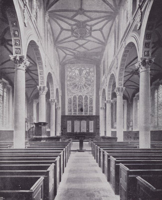 ロンドン市内の教会。St Katherine Cree（モノクロ写真 作： 英語の写真家