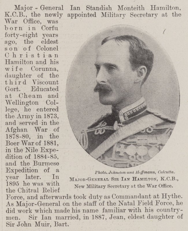 戦争事務局の新しい軍長官、KCB、Ian Hamilton少将 作： 英語の写真家