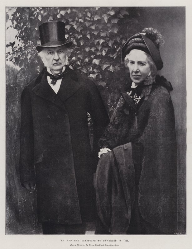 1895年にハワーデンでグラッドストーン夫妻 作： 英語の写真家