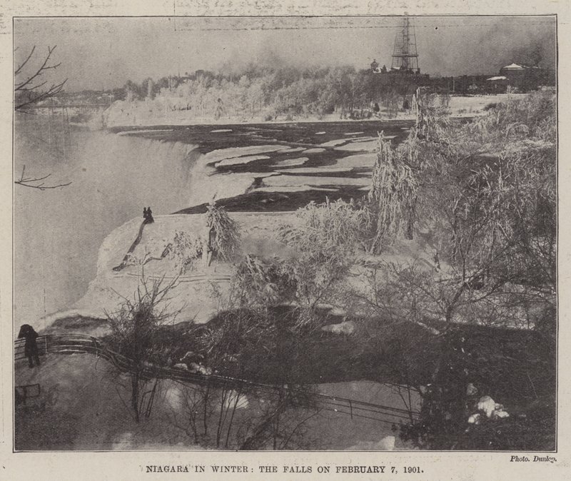 冬のナイアガラ、1901年2月7日の滝 作： 英語の写真家