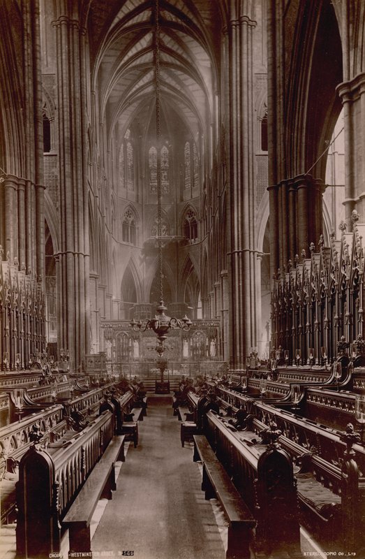 ウェストミンスター寺院の聖歌隊の内部の画像のあるはがき 作： 英語の写真家